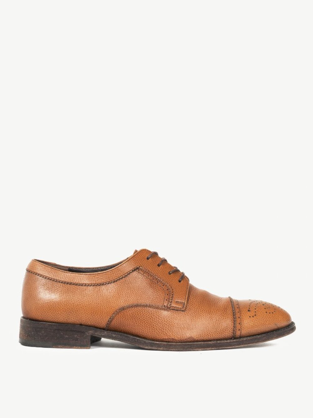 Salvatore Ferragamo Tan Leather Wingtip Lace-Up Oxfords